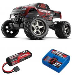 Pack Traxxas Stampede 4x4 rouge + Chargeur + batterie 3s 4000 mAh