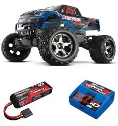 Pack Traxxas Stampede 4x4 bleu + Chargeur + batterie 3s 4000 mAh