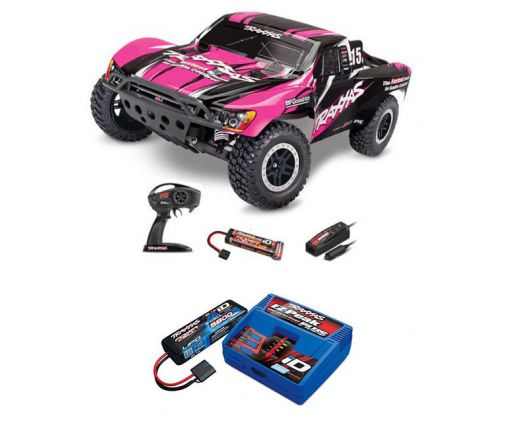 Pack Traxxas Slash 4x2 Rose X + Chargeur + batterie 2s 5800 mAh