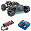 Pack Traxxas Rustler - 4x2 - Orange X + Chargeur + batterie 3s 4000 mAh