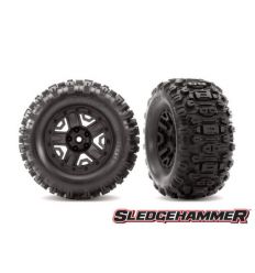 Roues montées collées noires SLEDGEHAMMER (2) Rustler ( TRX6792 )