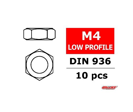 Team Corally - Écrou hexagonal bas - M4 - 10 pcs ( C-3104-40 )