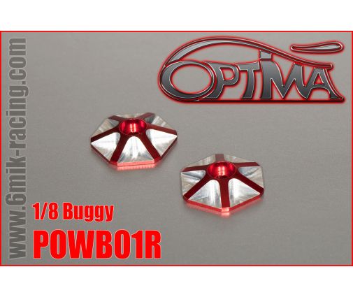 Rondelles d’aileron en ergal ( Alu 7075 ) pour 1/8 Buggy 6Mik Rouge ( POWB01R )