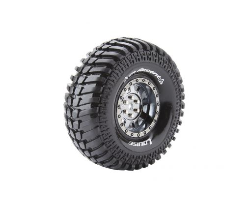 Louise RC - CR-ARDENT - Set de pneus Crawler 1-10 - Monter - Super Soft - Jantes 1.9 Chrome-Noir - Hexagone 12mm ( L-T3232VBC )