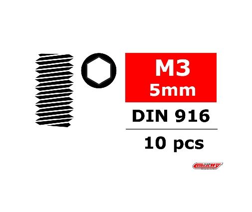 Team Corally - Vis en acier sans tête M3 x 5mm - Six-pans - 10 pcs ( C-3004-30-05 )