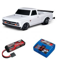 Pack Traxxas Drag Slash Blanc + Chargeur + batterie 3s 4000 mAh