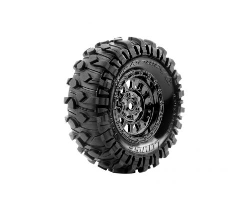 Louise RC - CR-RONDY - Set de pneus Crawler 1-10 - Monter - Super Soft - Jantes 1.9 Chrome-Noir - Hexagone 12mm ( L-T3233VBC )
