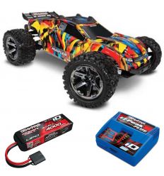 Pack Traxxas Rustler Orange VXL 4x4 + Chargeur + batterie 3s 4000 mAh