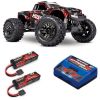 Pack Traxxas Hoss Rouge + Chargeur double + 2 batteries 3s 5000 mAh