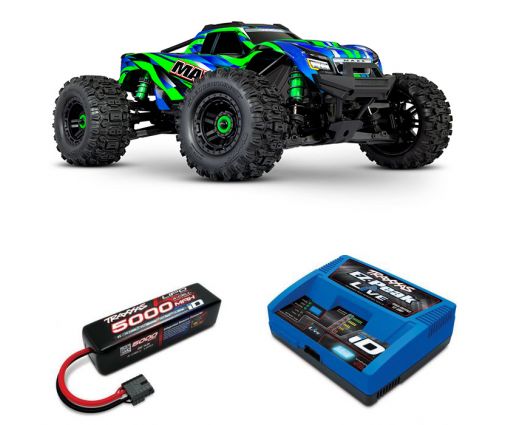 Pack Traxxas Wide-Maxx Vert + Chargeur + batteries 4s 5000 mAh