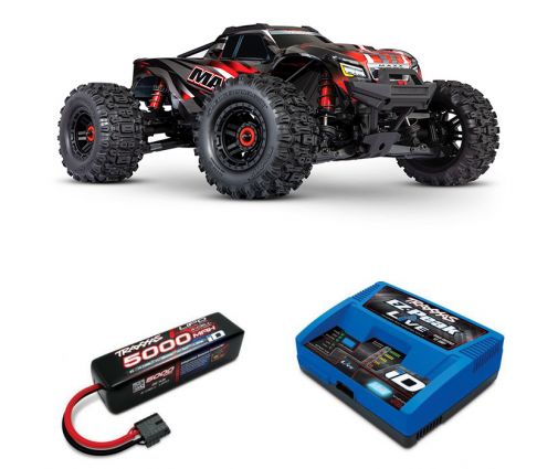 Pack Traxxas Wide-Maxx Rouge + Chargeur + batteries 4s 5000 mAh