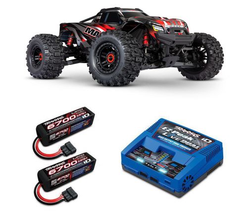 Pack Traxxas Wide-Maxx Rouge + Chargeur + 2 batteries 4s 6700 mAh