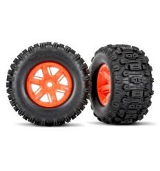 Roues montees collees SLEDGEHAMMER X-MAXX Orange (2) ( TRX7774T )