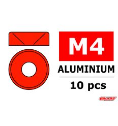 eam Corally - Rondelles aluminium - pour vis M4 à tête conique - Rouge - 10 pcs ( C-3213-40-5 )