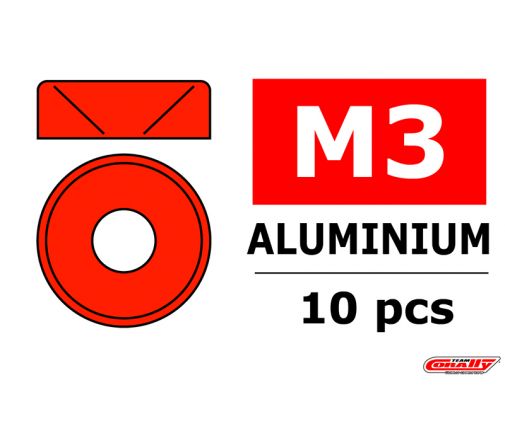 Team Corally - Rondelles aluminium - pour vis M3 à tête conique - Rouge - 10 pcs ( C-3213-30-5 )