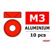 Team Corally - Rondelles aluminium - pour vis M3 à tête conique - Rouge - 10 pcs ( C-3213-30-5 )