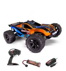 Traxxas Rustler - 4x4 - LEDS - 1/10 Brushed Stadium Truck TQ 2.4GHZ Rouge ( TRX67064-61-ORNG )