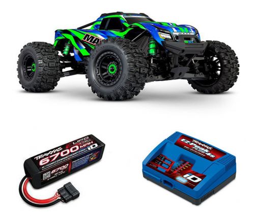 Pack Traxxas Wide-Maxx Vert + Chargeur + batteries 4s 5000 mAh