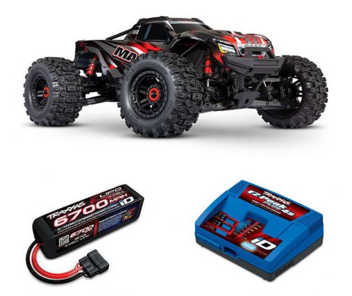 Pack Traxxas Wide-Maxx Rouge + Chargeur + batteries 4s 5000 mAh