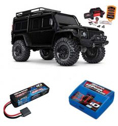 Pack Traxxas TRX-4 Defender Noir avec Treuil  + Chargeur + batterie 2s 5800 mAh