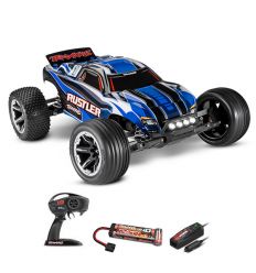 Traxxas Rustler- 4x2 -LED - 1/10 Brushed Stadium Truck TQ 2.4GHZ Bleu ( TRX37054-61-BLU )