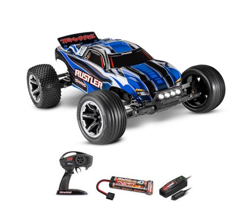 Traxxas Rustler- 4x2 -LED - 1/10 Brushed Stadium Truck TQ 2.4GHZ Bleu ( TRX37054-61-BLU )