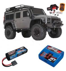 Pack Traxxas TRX-4 Defender Noir avec Treuil  + Chargeur + batterie 2s 5800 mAh