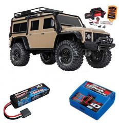 Pack Traxxas TRX-4 Defender Sable avec Treuil  + Chargeur + batterie 2s 5800 mAh