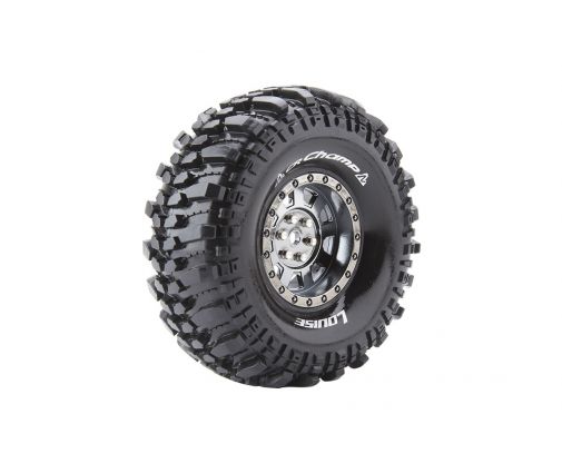 Louise RC - CR-CHAMP - Set de pneus Crawler 1-10 - Monter - Super Soft - Jantes 1.9 Chrome-Noir - Hexagone 12mm ( L-T3231VBC )