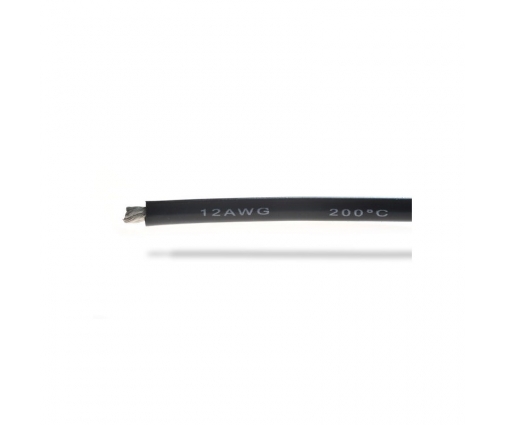 Fil silicone 12AWG (3,58mm²) noir - 1m