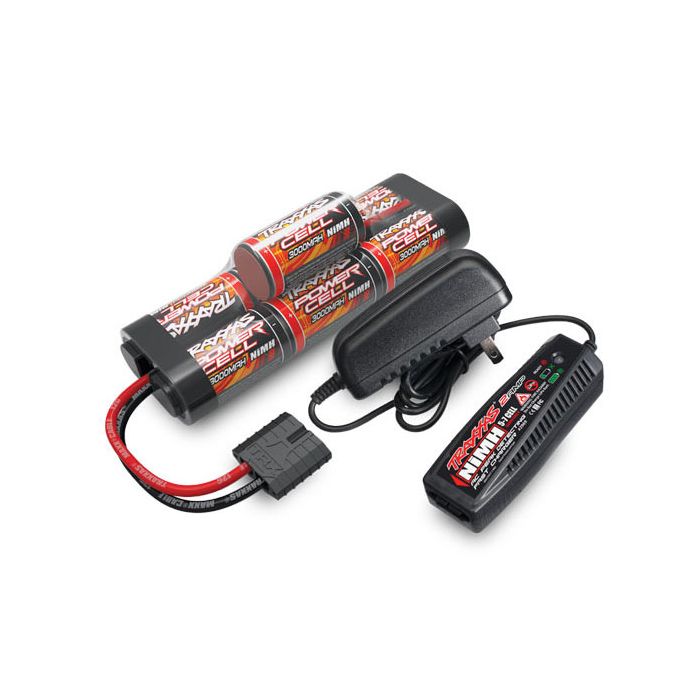 Pack Chargeur Batterie Traxxas NI-MH 8,4V 3000 MAH court - iD 2984G -  Vosges Modélisme