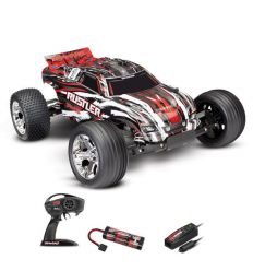 Traxxas Rustler- 4x2 - 1/10 Brushed Stadium Truck TQ 2.4GHZ Rouge