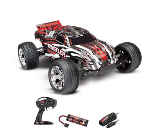 Traxxas Rustler- 4x2 - 1/10 Brushed Stadium Truck TQ 2.4GHZ Rouge