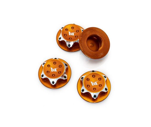 Écrous de Roues Borgne Aluminium 17 mm orange pour Buggy 1/8 (x4)