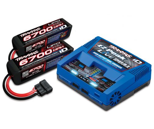 Pack Chargeur 2973G + 2 x Lipo 4S 6700MAH 2890X Traxxas ID