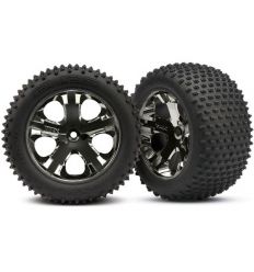 Roues arrières chromées noires montées collées ALIAS 2.8 ( TRX3770A )