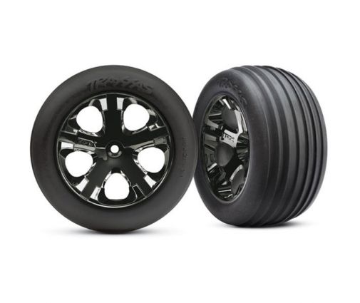 Roues avants jantes noires montées collées 2.8 (2) ( TRX3771A )